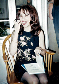 Michele Wolf at her book-launch party for Conversations During Sleep, New York City, May 20, 1998 
