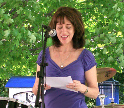 Michele Wolf at her book-launch party for Conversations During Sleep, New York City, May 20, 1998